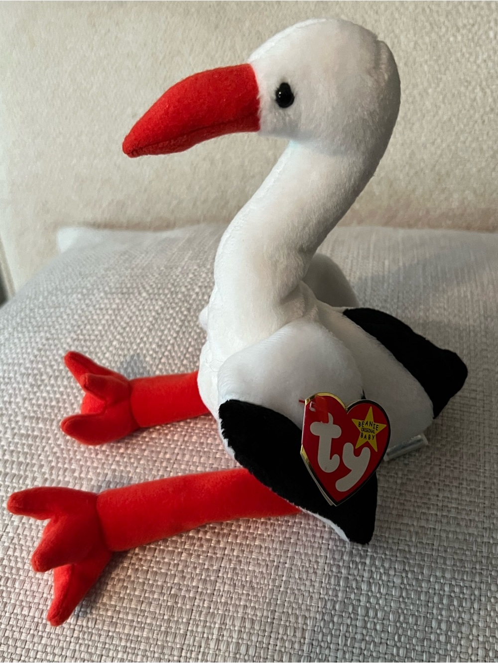 Ty beanie baby White & Red Stork Plush Pet Toy “stilts”